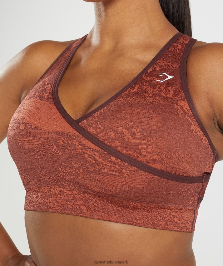 Kvinder Gymshark adapt camo sømløs sports-bh N4ZDDN161 stormrød/kirsebærbrun