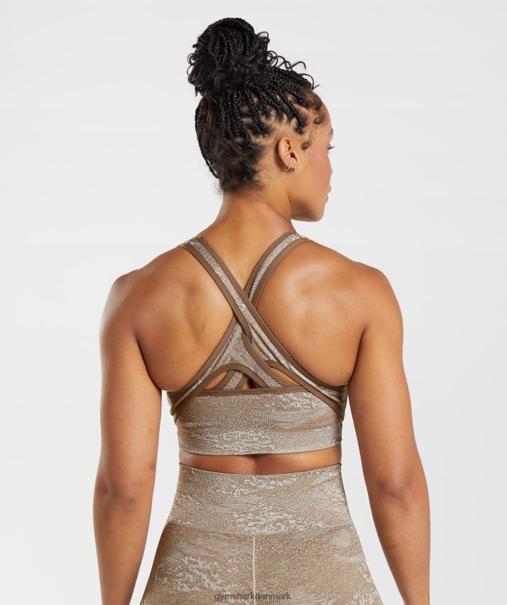 Kvinder Gymshark adapt camo sømløs sports-bh N4ZDDN176 småstensgrå/sjælebrun