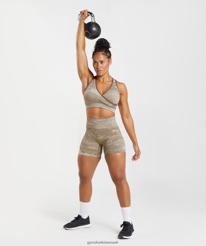 Kvinder Gymshark adapt camo sømløs sports-bh N4ZDDN176 småstensgrå/sjælebrun
