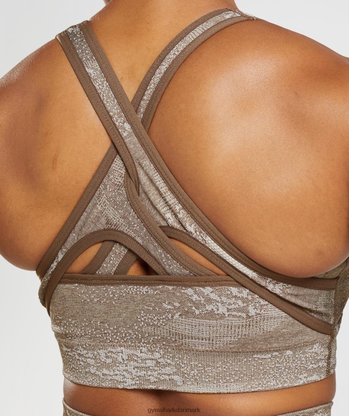 Kvinder Gymshark adapt camo sømløs sports-bh N4ZDDN176 småstensgrå/sjælebrun