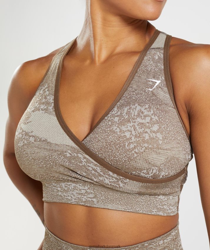 Kvinder Gymshark adapt camo sømløs sports-bh N4ZDDN176 småstensgrå/sjælebrun