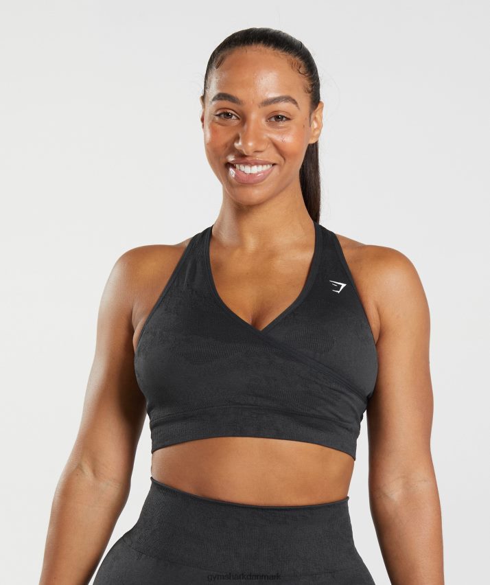 Kvinder Gymshark adapt camo sømløs sports-bh N4ZDDN192 sort/onyx grå