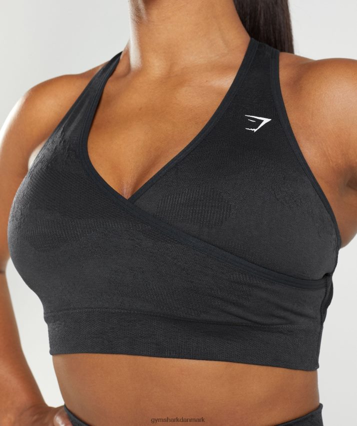 Kvinder Gymshark adapt camo sømløs sports-bh N4ZDDN192 sort/onyx grå