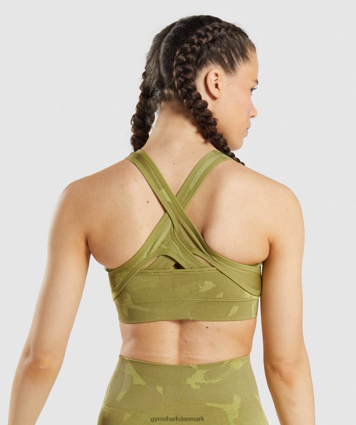 Kvinder Gymshark adapt camo sømløs sports-bh N4ZDDN193 savanne | griffin grøn