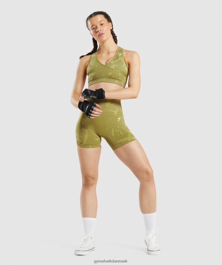 Kvinder Gymshark adapt camo sømløs sports-bh N4ZDDN193 savanne | griffin grøn