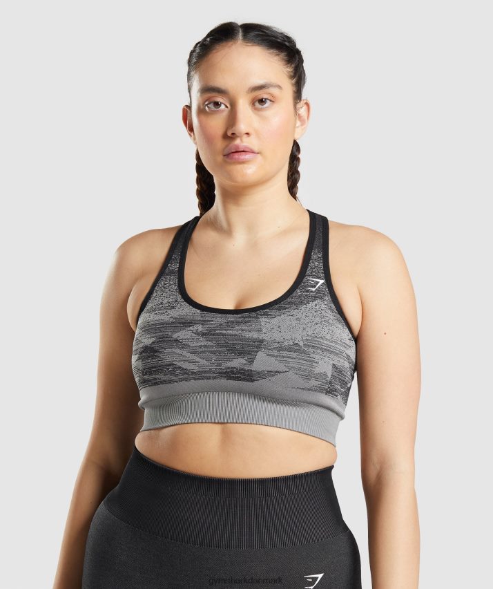 Kvinder Gymshark adapt ombre sømløs sports-bh N4ZDDN198 trekant | sort print