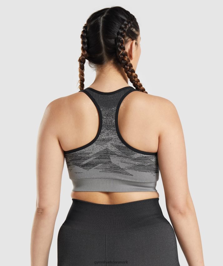 Kvinder Gymshark adapt ombre sømløs sports-bh N4ZDDN198 trekant | sort print
