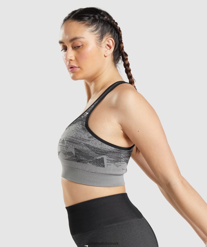 Kvinder Gymshark adapt ombre sømløs sports-bh N4ZDDN198 trekant | sort print