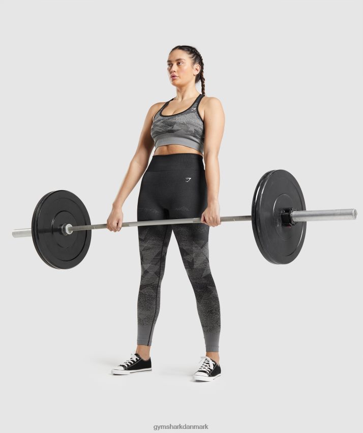 Kvinder Gymshark adapt ombre sømløs sports-bh N4ZDDN198 trekant | sort print