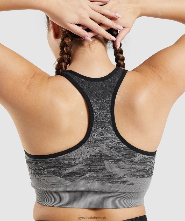 Kvinder Gymshark adapt ombre sømløs sports-bh N4ZDDN198 trekant | sort print