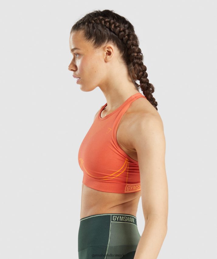 Kvinder Gymshark apex sømløs sports-bh N4ZDDN219 papaya appelsin/abrikos appelsin