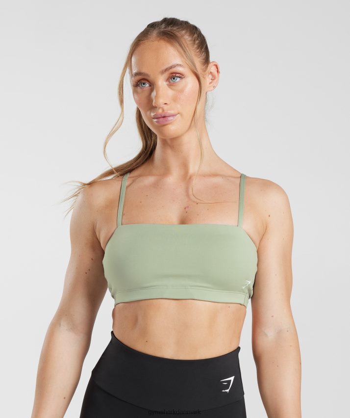 Kvinder Gymshark bandeau sports bh N4ZDDN210 lys olivengrøn