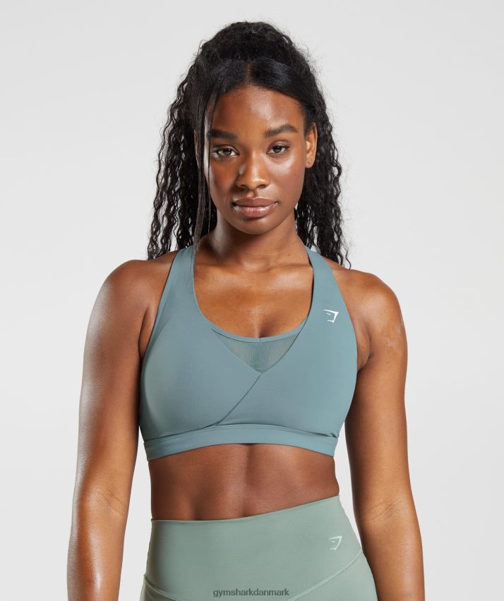 Kvinder Gymshark crossover sports bh N4ZDDN141 torden blå