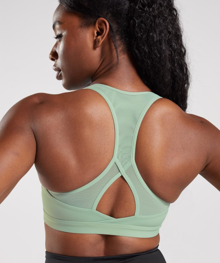 Kvinder Gymshark crossover sports bh N4ZDDN162 ørkensalvie grøn