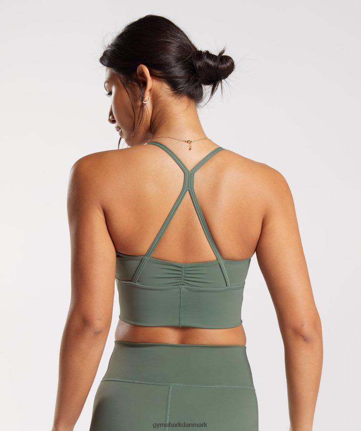 Kvinder Gymshark elevate longline sports-bh N4ZDDN123 pilegrøn