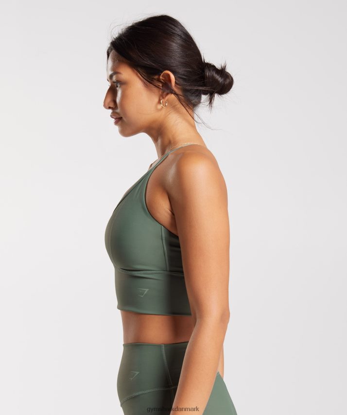 Kvinder Gymshark elevate longline sports-bh N4ZDDN123 pilegrøn