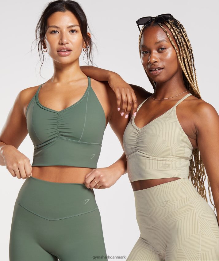Kvinder Gymshark elevate longline sports-bh N4ZDDN123 pilegrøn
