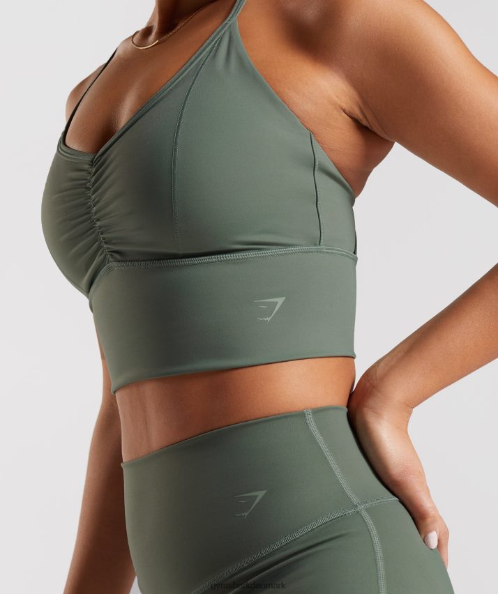 Kvinder Gymshark elevate longline sports-bh N4ZDDN123 pilegrøn