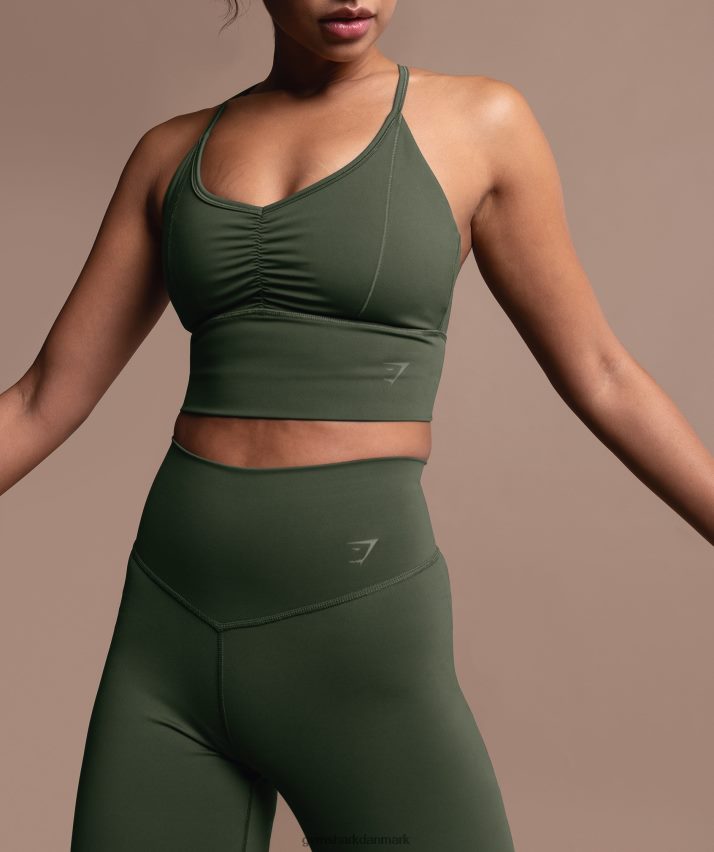 Kvinder Gymshark elevate longline sports-bh N4ZDDN157 mos oliven