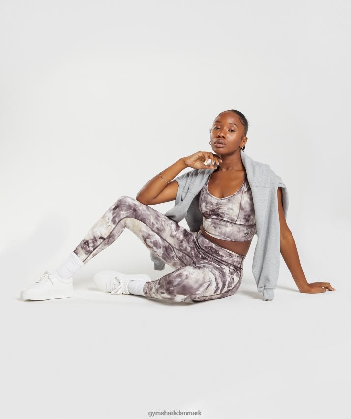 Kvinder Gymshark elevate longline sports-bh N4ZDDN164 cementbrun sprayfarve