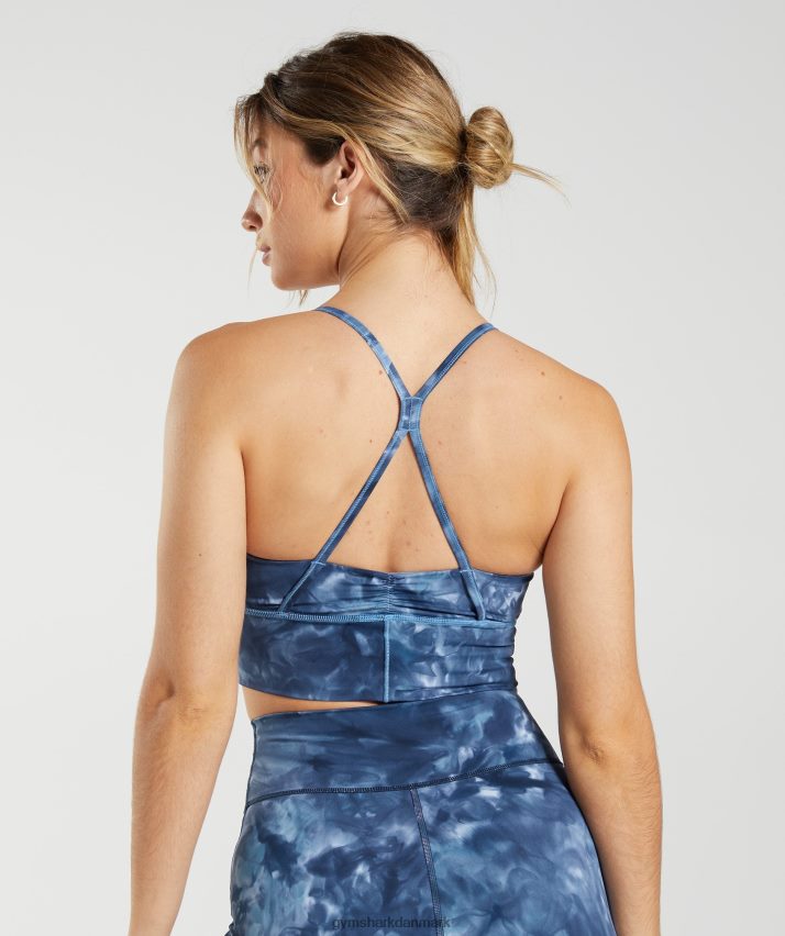 Kvinder Gymshark elevate longline sports-bh N4ZDDN172 blå sprayfarve ved søen