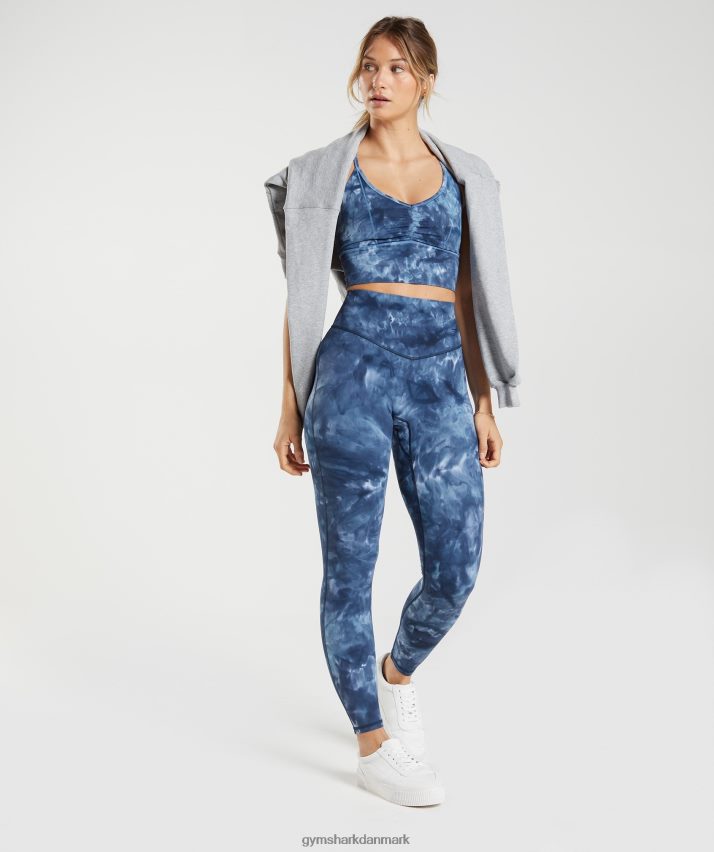 Kvinder Gymshark elevate longline sports-bh N4ZDDN172 blå sprayfarve ved søen