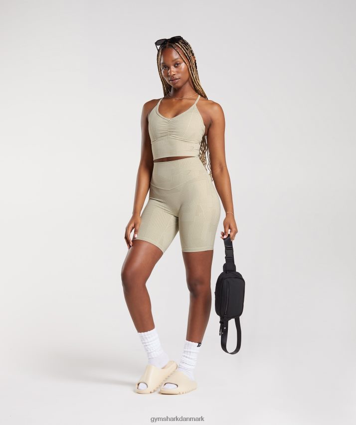 Kvinder Gymshark elevate longline sports-bh N4ZDDN189 sandbrun