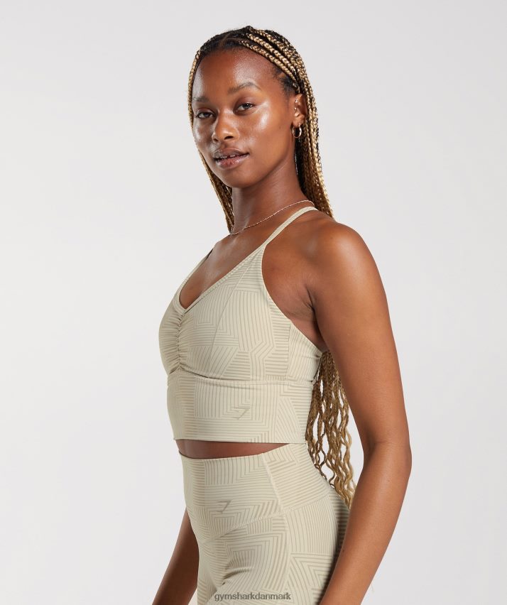 Kvinder Gymshark elevate longline sports-bh N4ZDDN189 sandbrun