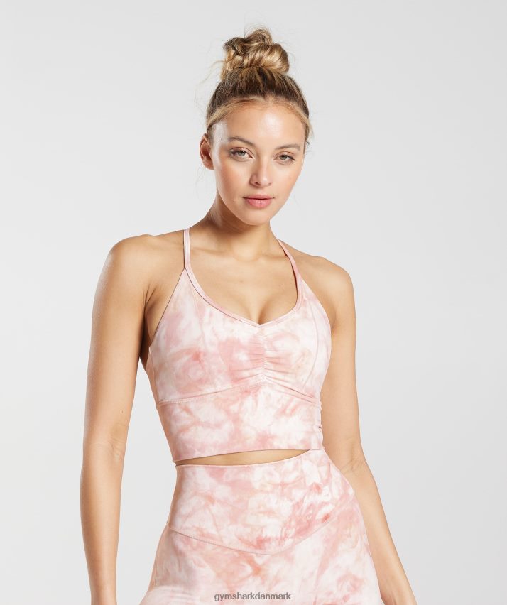 Kvinder Gymshark elevate spray dye longline sports-bh N4ZDDN133 hvid/misty pink/scandi pink