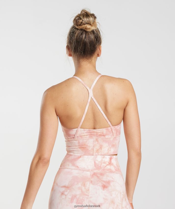 Kvinder Gymshark elevate spray dye longline sports-bh N4ZDDN133 hvid/misty pink/scandi pink