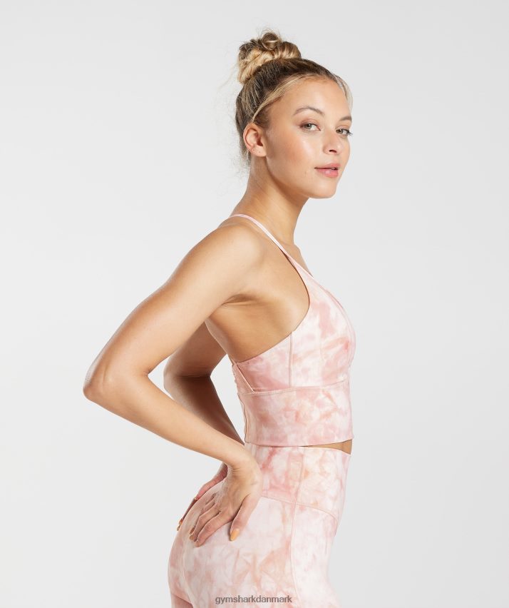 Kvinder Gymshark elevate spray dye longline sports-bh N4ZDDN133 hvid/misty pink/scandi pink