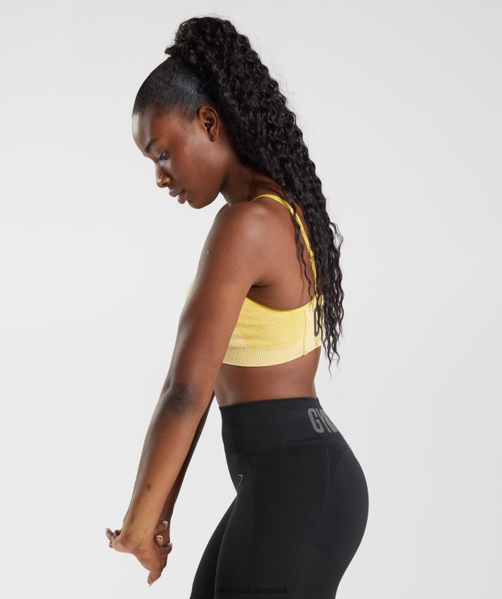 Kvinder Gymshark flex sports-bh med stropper N4ZDDN181 medaljon gul/hvid mergel