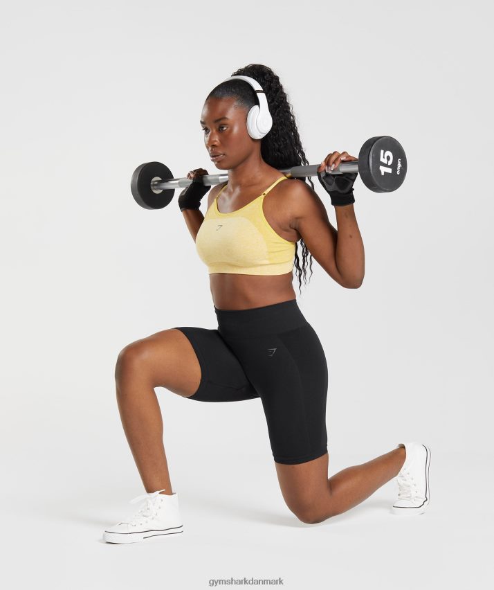 Kvinder Gymshark flex sports-bh med stropper N4ZDDN181 medaljon gul/hvid mergel