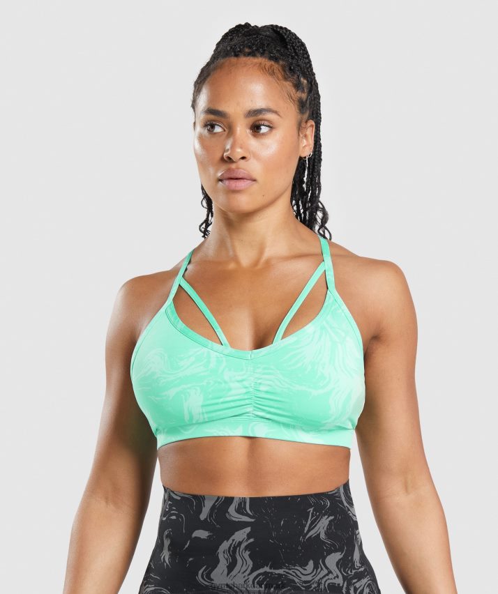 Kvinder Gymshark gs power sports bh N4ZDDN187 lyst turkis print