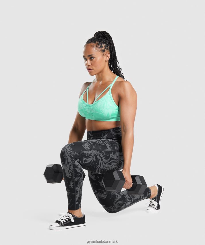 Kvinder Gymshark gs power sports bh N4ZDDN187 lyst turkis print