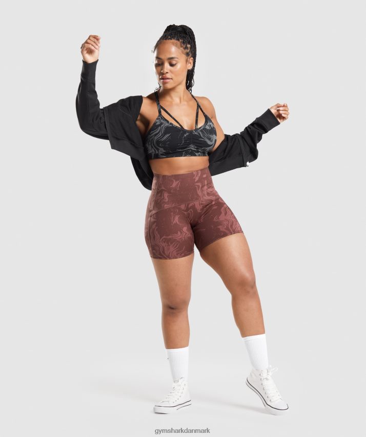 Kvinder Gymshark gs power sports bh N4ZDDN199 sort print