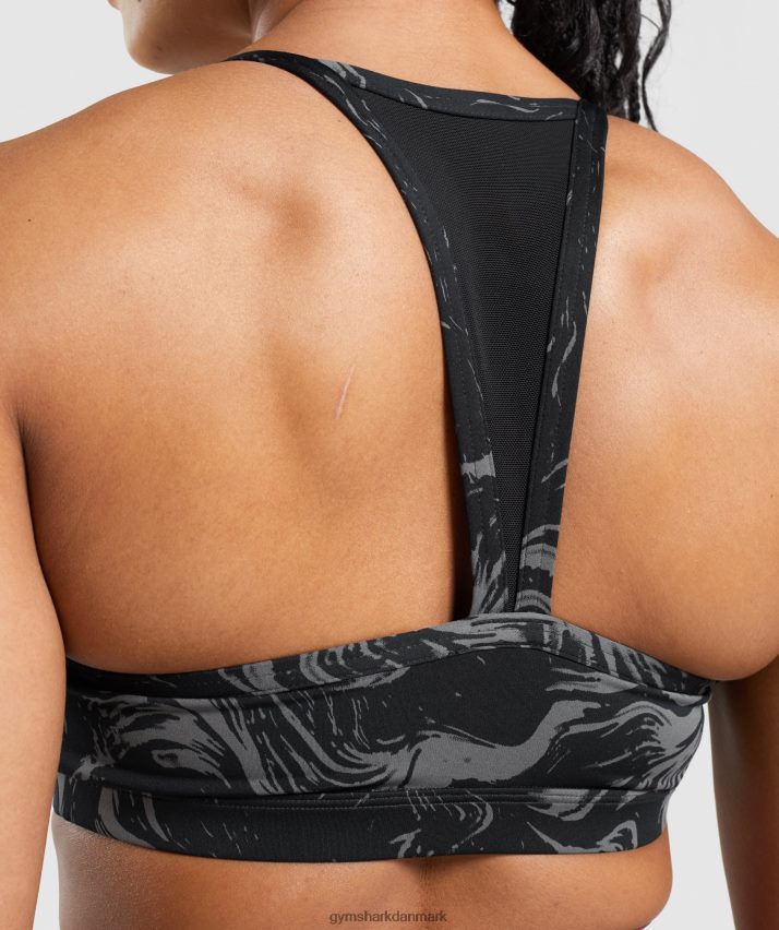 Kvinder Gymshark gs power sports bh N4ZDDN199 sort print