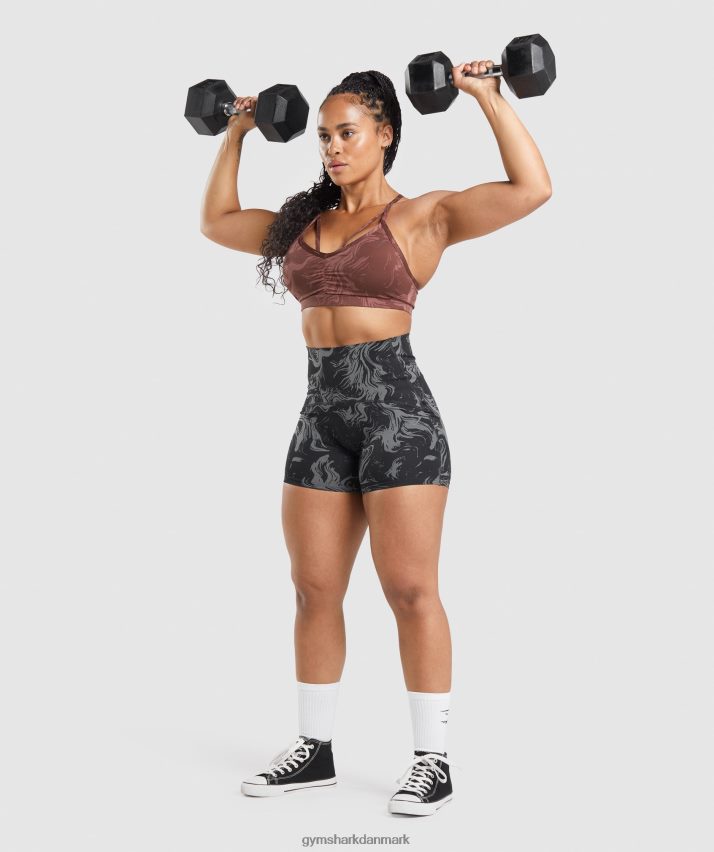 Kvinder Gymshark gs power sports bh N4ZDDN221 kirsebærbrunt print