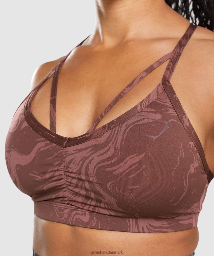Kvinder Gymshark gs power sports bh N4ZDDN221 kirsebærbrunt print