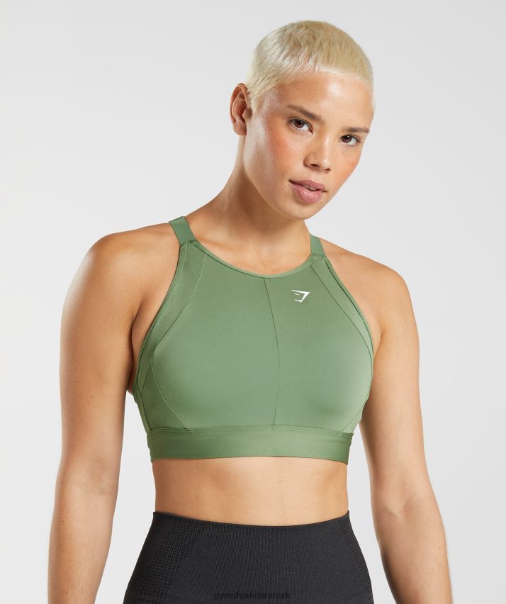 Kvinder Gymshark høj hals høj støtte sports bh N4ZDDN191 leguan grøn