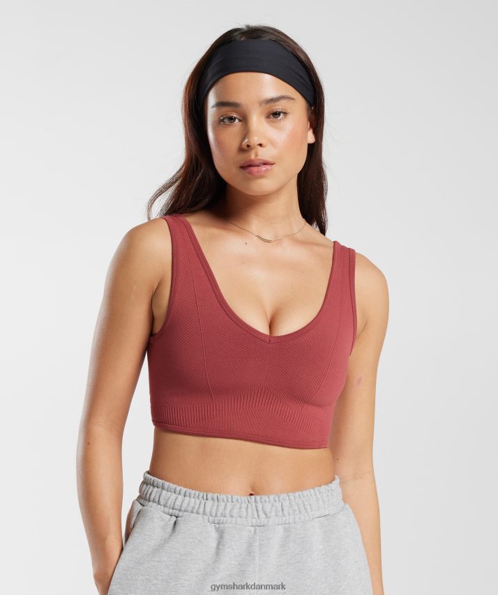 Kvinder Gymshark hviledag sømløs bralette N4ZDDN171 granatæble rød