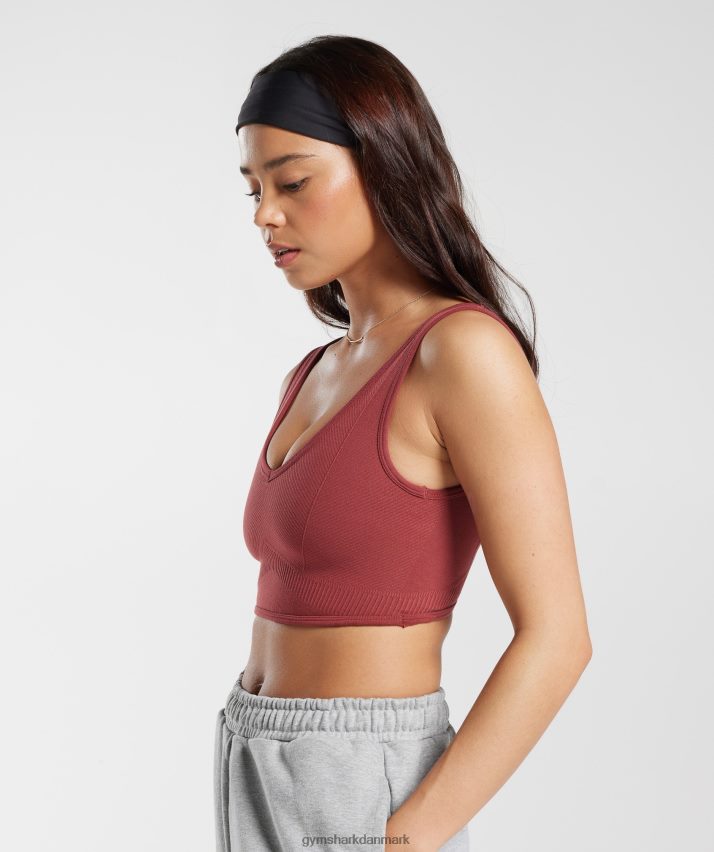 Kvinder Gymshark hviledag sømløs bralette N4ZDDN171 granatæble rød