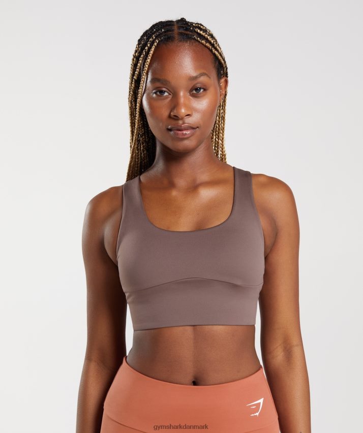 Kvinder Gymshark langline sports-bh N4ZDDN149 trøffel brun