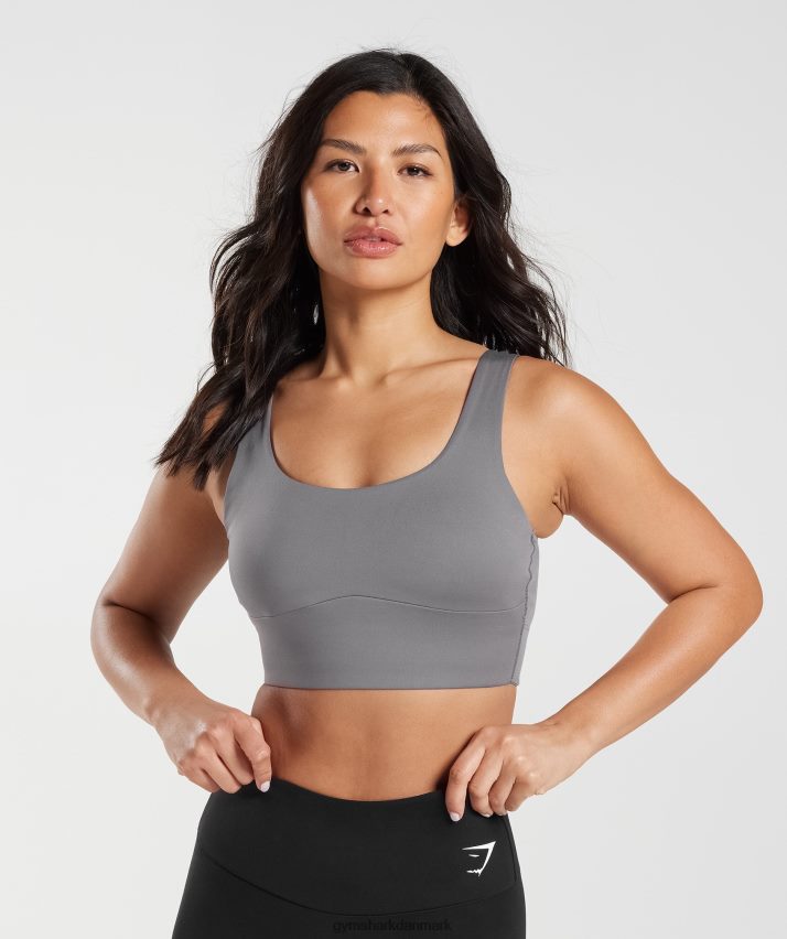 Kvinder Gymshark langline sports-bh N4ZDDN167 titanium grå