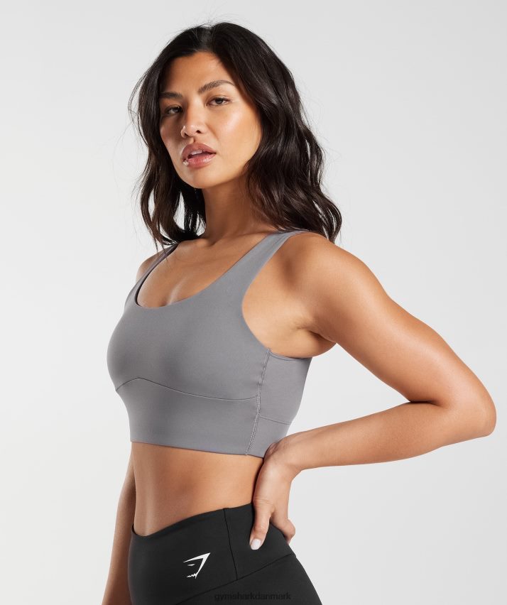 Kvinder Gymshark langline sports-bh N4ZDDN167 titanium grå