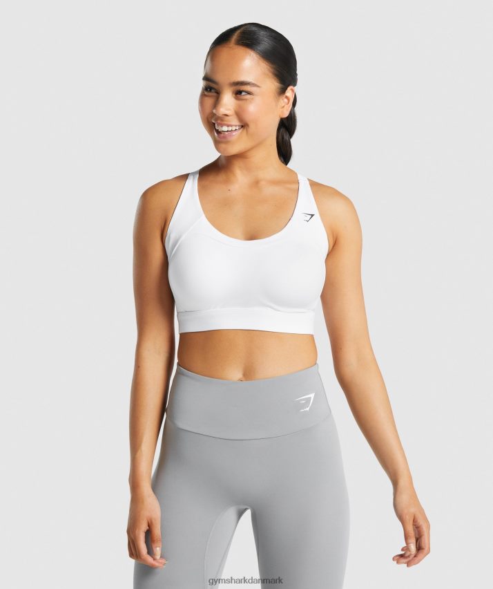 Kvinder Gymshark racer back sports bh N4ZDDN233 hvid