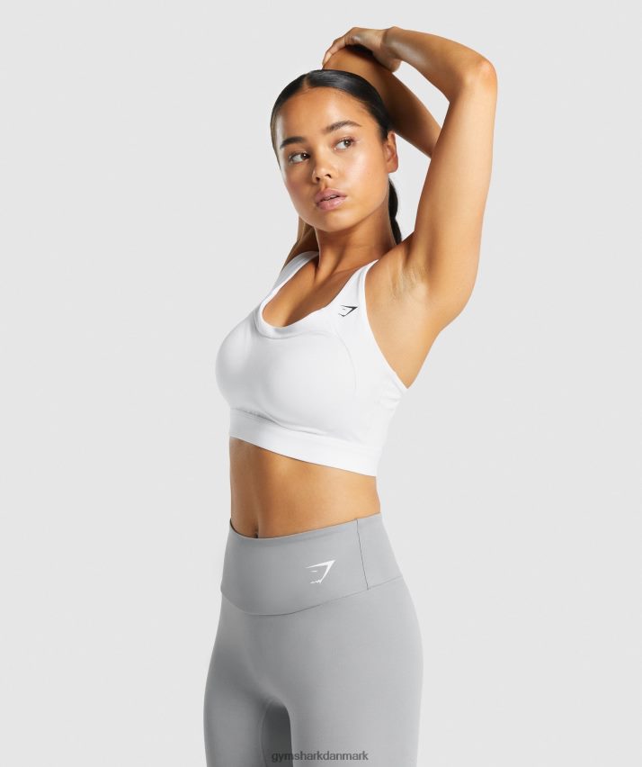 Kvinder Gymshark racer back sports bh N4ZDDN233 hvid
