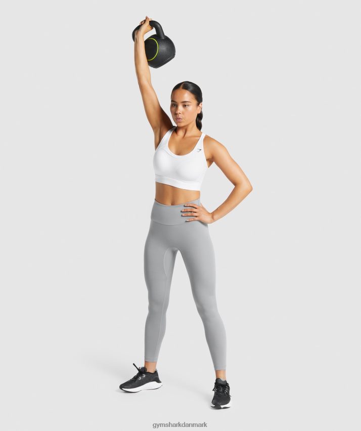 Kvinder Gymshark racer back sports bh N4ZDDN233 hvid