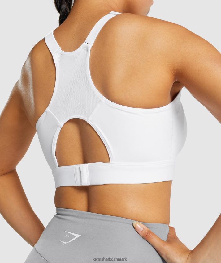 Kvinder Gymshark racer back sports bh N4ZDDN233 hvid