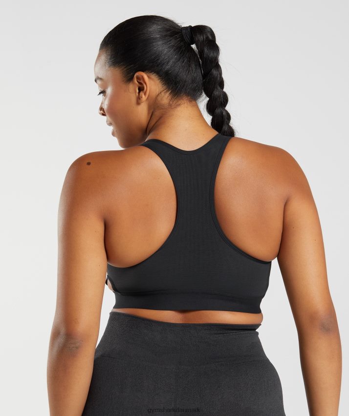 Kvinder Gymshark racerback sports-bh med høj støtte N4ZDDN147 sort